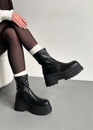 Накладной платеж ❤ утепленные флисом высокие ботинки на массивной подошве платформе