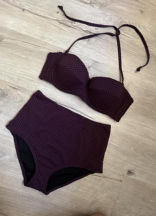 🍒раздельный купальник с высокими плавками next 14/xl чашка 80 с/d