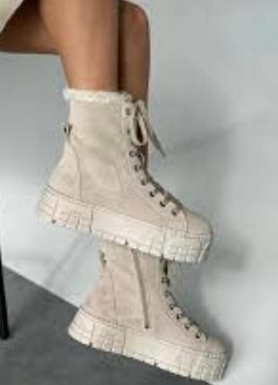 Зимние ботинки  замш на платформе