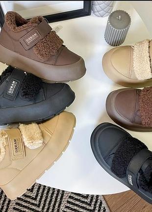 Теплые зимние ботиночки для девочки три цвета теди мехом мягкие барашки