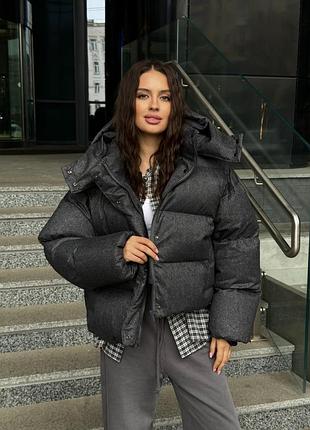 Дутый стеганый пуховик  кашемир