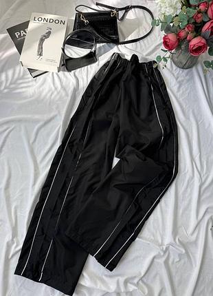 Брюки карго женские оверсайз на высокой посадке качественные стильные трендовые черные мокко