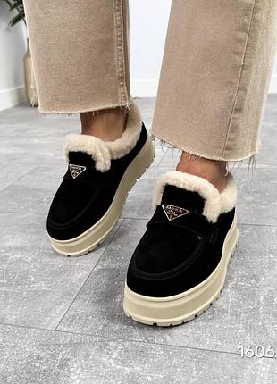 Лоферы натуральный замш