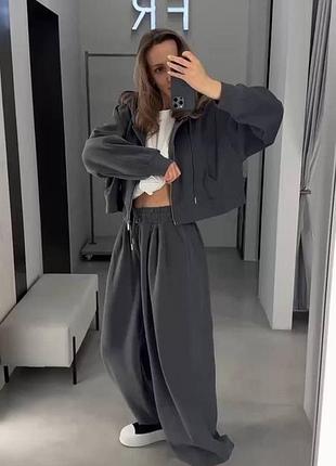 Жіночий повсякденний спортивний костюм двійка штани та кофта зіпка на змійці з капюшоном тканина двонитка