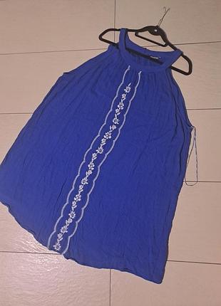 Яркое короткое платье/туника с вышивкой большого 26-28 размера