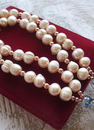 Колье из жемчуга и хрусталя