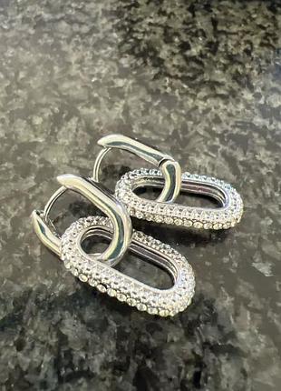 Сережки ланка, сережки ланка з кришталем, сережки кільця трансформери