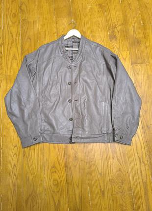 Стильная винтажная оверсайз куртка бомбер из натуральной кожи