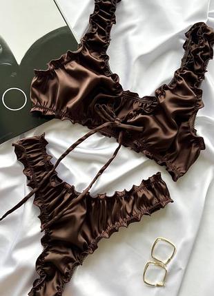 Комплект топ на завʼязка та трусики стрінги