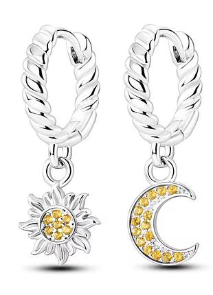 Сережки срібло 925  silver_pandora "сонце і місяць"