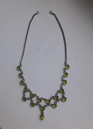 Винтаж безель колье ожерелье чокер мельхиор стекло.