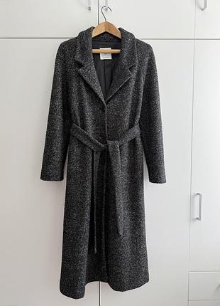 Жіноче довге пальто халат з поясом mango вовна