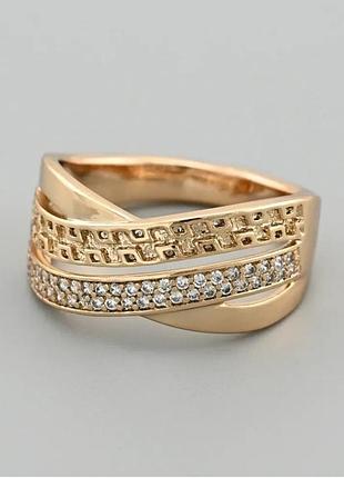 Каблочка марсель 43984 ширина 10 мм белые фианиты позолота 18к