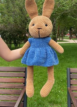 Зайка,вязанная игрушка, ручной работы