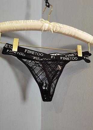 Брендовые ажурные трусики стринги размера m