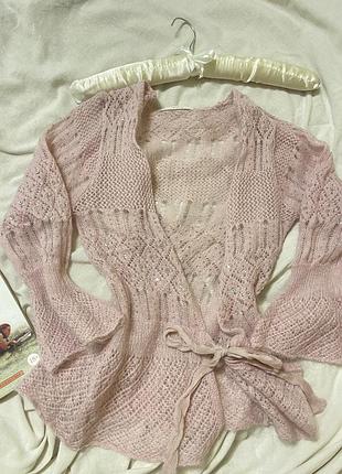 Рожевий шерстяний кардиган
