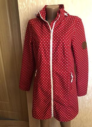 Фірмовий жіночий плащ пальто в горох червоного кольору