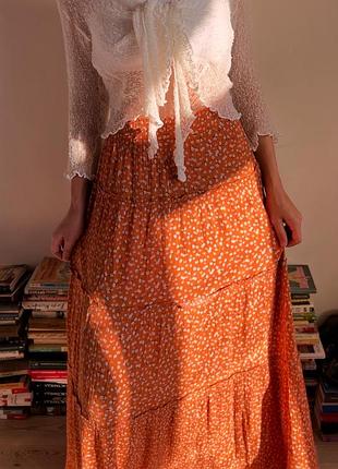 Довга бохо-спідниця з квітковим принтом