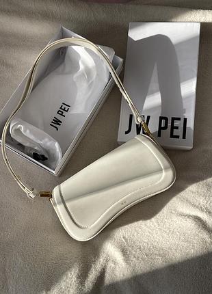 Молочна біла сумка jw pei, біла сумочка через плече
