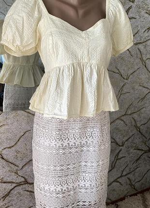 Блузка топ блуза сорочка бавовна вершкове масло ніжно лимонна