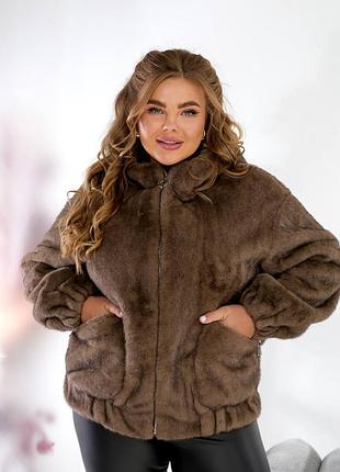 Жіноча шубка зі штучної норки до 58 розміру