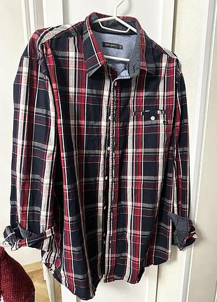 Рубашка в бордову клітинку "bon'a parte" xl хіт сезону