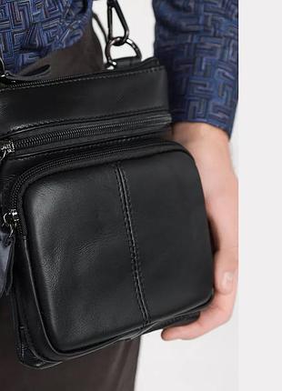 Чоловіча сумка з натуральної італійської шкіри флотар – 5 кишень, міцна фурнітура