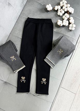 Лосины теплые рубчик мишка