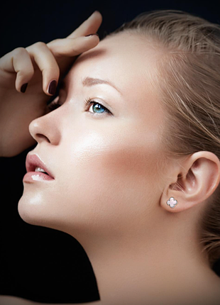 Серьги "клевер" с натуральным перламутром