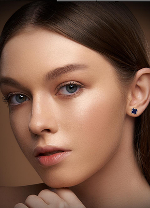 Сережки "конюшина" з натуральним ляпіс-лазурітом
