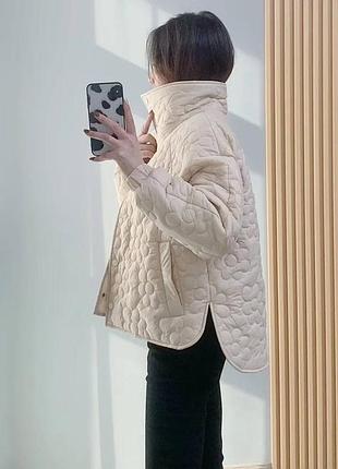 Стьобане пальто зара, бежева куртка коротка оверсайз