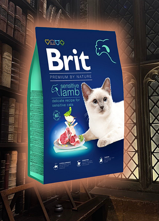 Сухой корм brit premium cat sensitive для кошек с чувствительным пищеварением, с ягненком, 8 кг