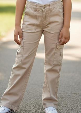 Брюки летние карго для девочки широкие