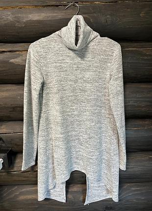 Тепла кофта missguidet сіра з коміром стійкою з розрізом на спинці розмір 38, 10