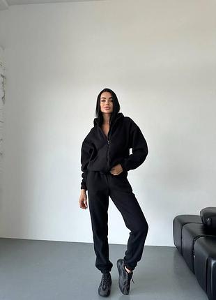 Жіночий флісовий спортивний костюм дуже теплий (чорний,графіт,молоко,шоколад) зі щільного флісу🥰