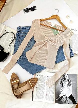 Трендовая трикотажная кофточка в рубчик/топ/кофта/кофточка от h&amp;m, на р. xs/s 💔