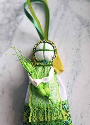 Зелена ляля мотанка з житом