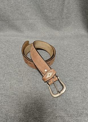 Jacobi belts р. s / m кожаный ковбойский ремень мужской коричневый коньячный пояс вестерн