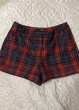Шорты женские теплые в клеточку на подкладке стильные классные удобные практичные модные