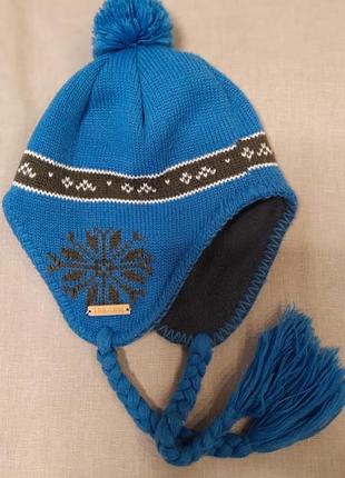 Оригинальная зимова шапка з зимовими  мотивами 2-3 роки