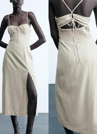 Лляний сарафан сукня плаття льон красива спинка zara