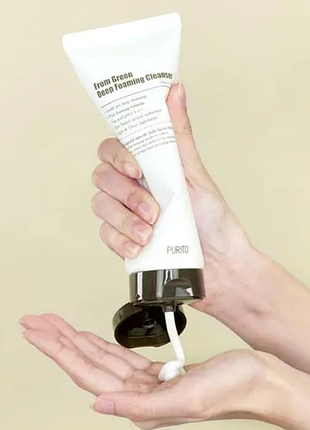 Purito from green deep foaming cleanser пенка для лица с центеллой и зеленым чаем