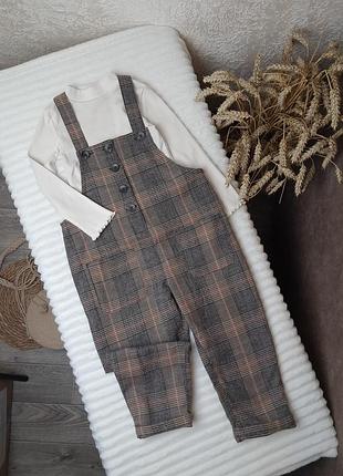 Набор клетчатый комбинезон и гольф в рубчик от next george 4-5 лет (104-110)