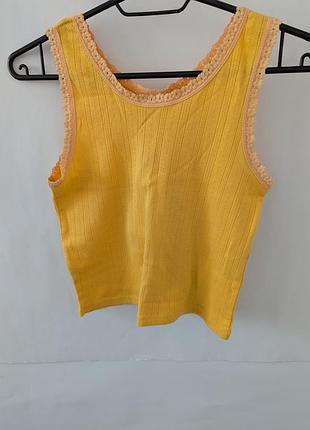Майка для девочки zara, 10, 140, хлопок, желтая, зара, короткая, кроп, топ, дверцы