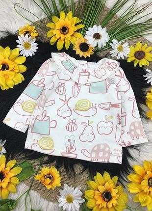 Біла кофтинка з принтом на 3-6 міс