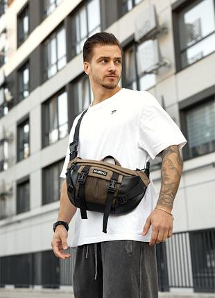 Большая мужская поясная сумка бананка для планшета sambag dynamicdart орех