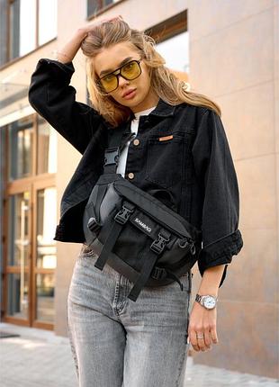 Большая женская поясная сумка бананка для планшета sambag dynamicdart черная