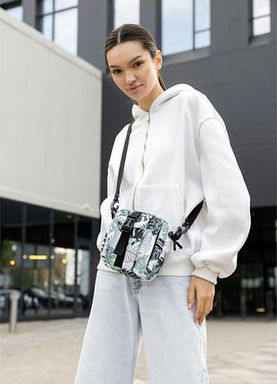 Женская сумка мессенджер sambag принт "leaves"