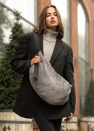 Женская сумка sambag hobo dolly тканая графитовая