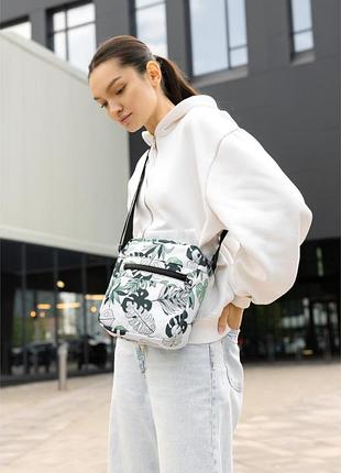 Жіноча сумка через плече месенджер sambag makros принт "leaves"